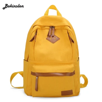 

Bokinslon Casual Student Backpack Male Drawstring Oil Wax Canvas Bag Diagonal Man Travel Backpack