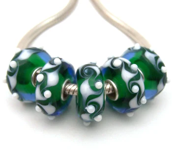 

JGWG2356 5X 100% Authenticity S925 Sterling Silver Beads Murano Glass beads Fit European Charms Bracelet diy jewelry Lampwork