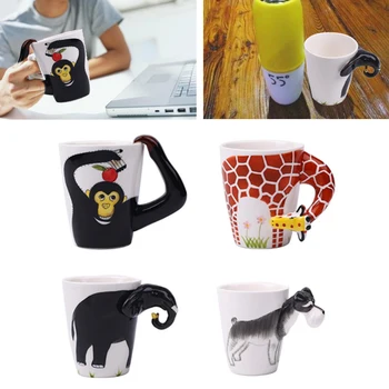 

Mug Animals Ceramic Hand Painted 3D Handle Handle Tea Coffee Cuppa Gift