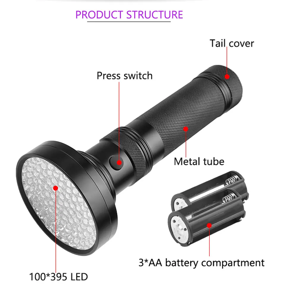 Lampe acier 12 Leds UV 400nm