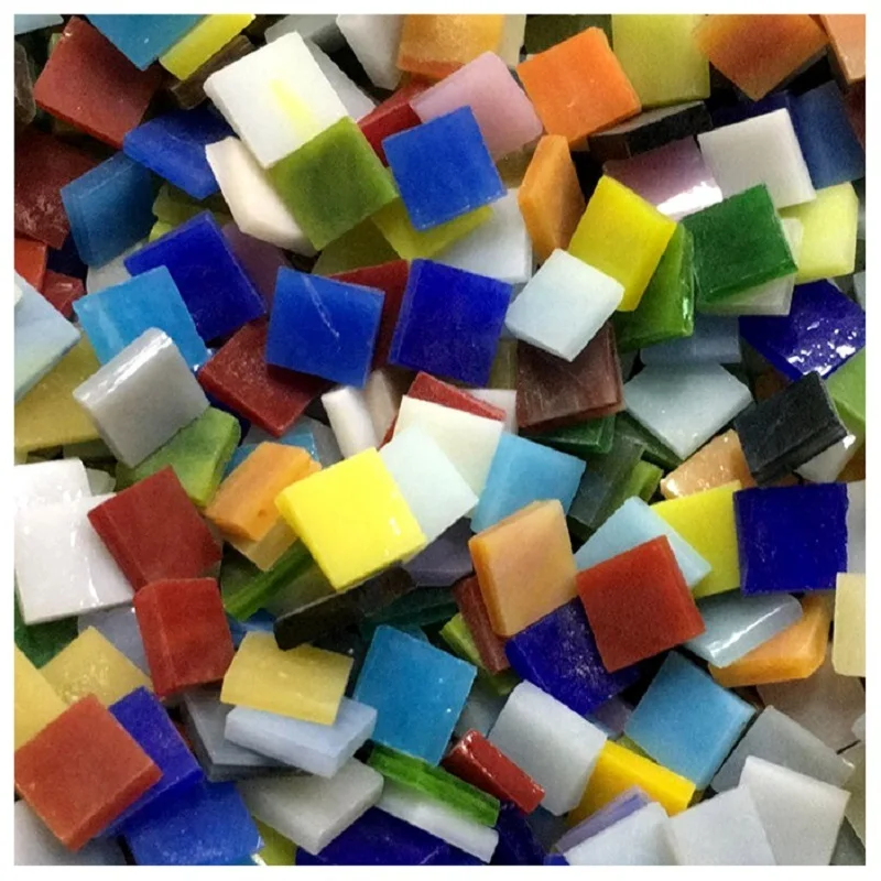 

50g Square Clear Glass Mosaic Tiles for DIY Table Lamp Stain Glass Crafts Materials Mosaic Making Mica Piece Stones 1cm *1cm