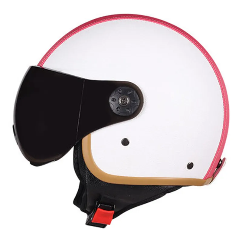 Ретро Cruiser moto rcycle шлем Chopper 3/4 с открытым лицом винтажный шлем moto Casque Casco moto cicleta Capacete шлемы пилотов - Цвет: Розовый