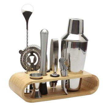 

10-Piece Set 750ML Stainless Steel Cocktail Shaker Bar Cocktail Shaker Blender Martini Boston Shaker Bar Mix Tool