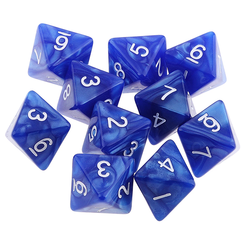 10pieces 8 Sided Dice D8 Polyhedral Dice for DND Party Table Board Games Dice Set