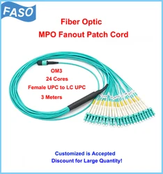 Câbles de raccordement OM3 mâle vers LC/UPC, Fiber optique 24 cœurs, 5 pièces 