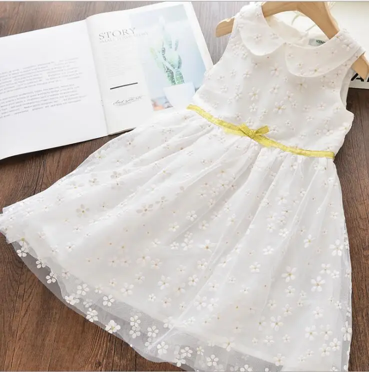 Летнее платье феи с фатиновой юбкой для девочек; платье принцессы; милое детское платье; 6 шт./партия;