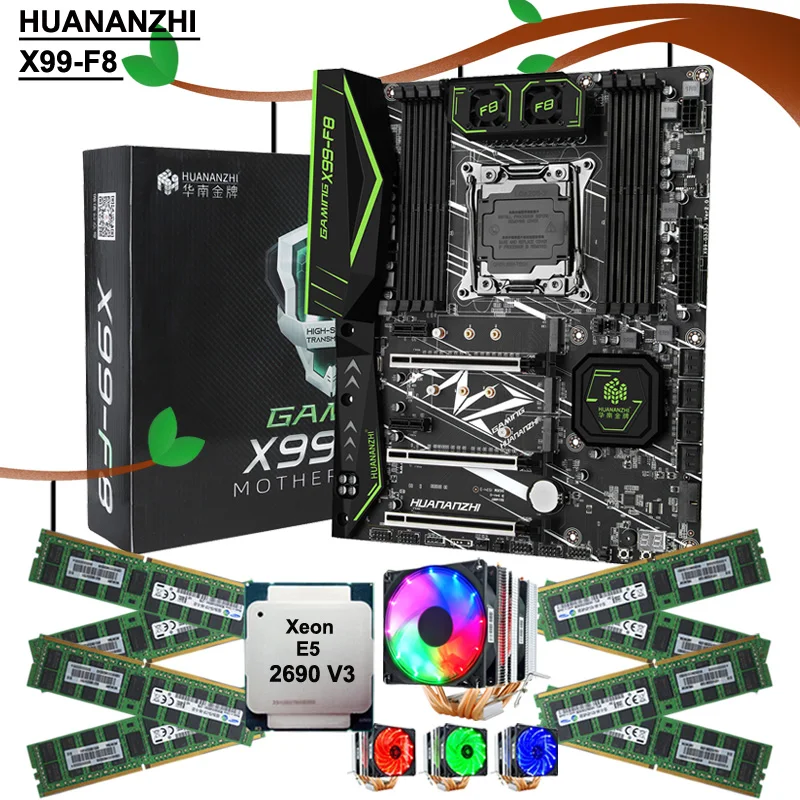 HUANANZHI X99-F8 LGA2011-3 материнская плата комплект скидка материнская плата с ЦП Intel Xeon 2690 V3 с охладителем RAM 128G (8*16G) DDR4 RECC HUANANZHI X99-F8 LGA2011-3 материнская плата комплект скидка материнская плата с ЦП Intel Xeon 2690 V3 с охладителем RAM 128G (8*16G) DDR4 RECC