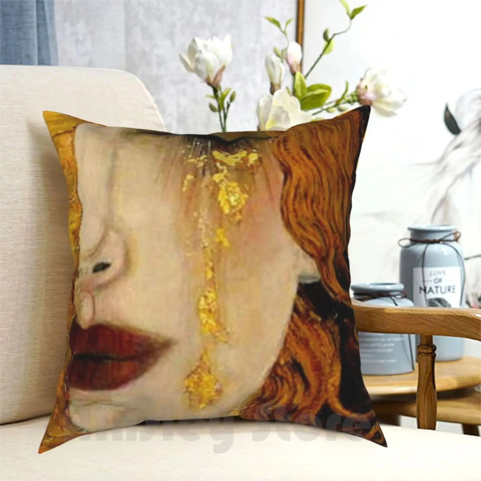 

" Tears " By Gustav Klimt | Art Nouveau Symbolism Pillow Case Printed Home Soft Throw Pillow Tears By Gustav Klimt