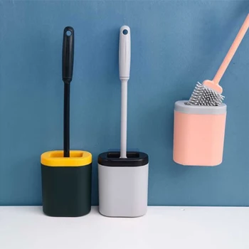 

Wall Mounted Toilet Brush Set Long Handle Soft TPR Brush Holder Thoroughly Clean Any Corner Bathroom Cleaning Tools Accessories