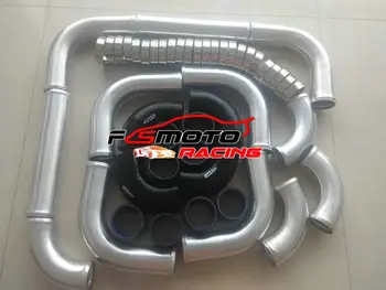 

Universal Aluminum 2.5" 64mm Intercooler Turbo Piping Pipe Kit + BLACK Hose Kits