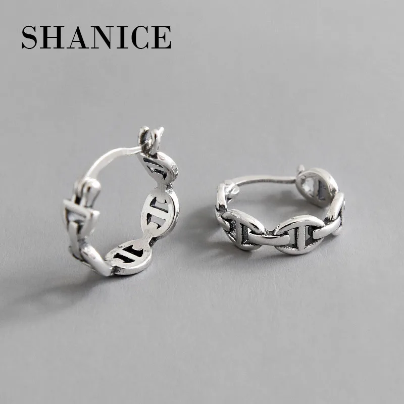 SHANICE корейский S925 Стерлинговое Серебро серьги-гвоздики холодный ветер ретро простой цепи женские серьги индивидуальность ниша серебряные ювелирные изделия