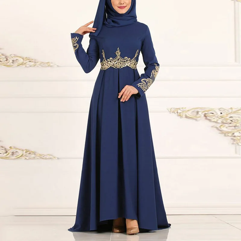 Женское мусульманское вечернее платье с длинным рукавом модные вечерние
