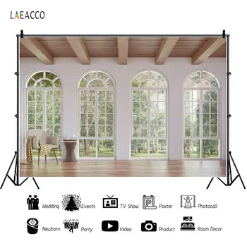 

Laeacco Living Room Window Interior Scene Chair Ceiling Wooden Floor Tree Photo Background Photography Backdrop For Photo Studio
