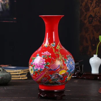 

CHINESE COLORFUL CERAMIC VASE+BASE ORNAMENTS OFFICE DESKTOP FIGURINES DECORATION HOME LIVINGROOM FURNISHING ACCESSORIES DECOR