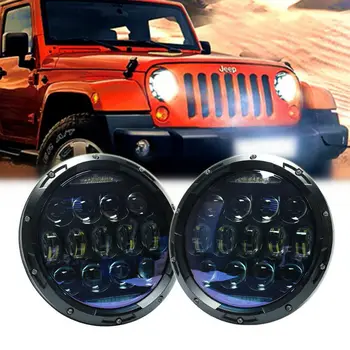 

2PCS 130W 7inch Round LED Headlights Amber Turn Signal/DRL for Jeep Wrangler JK LJ TJ CJ Hummer H1 H2 Headlamp