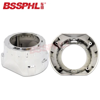 

BSSPHL 2.5 Inch Bi-Xenon Projector Lens Hood Car Headlight Chrome Mask with Angel Eye Position