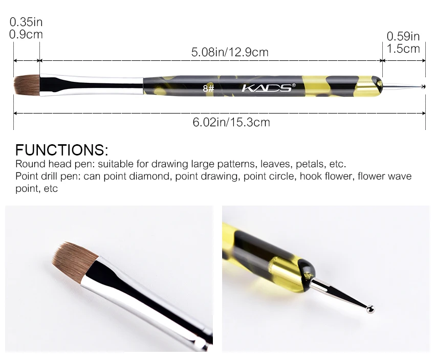 KADS 2 Way Kolinsky Brush Acrylic Nail Art Set