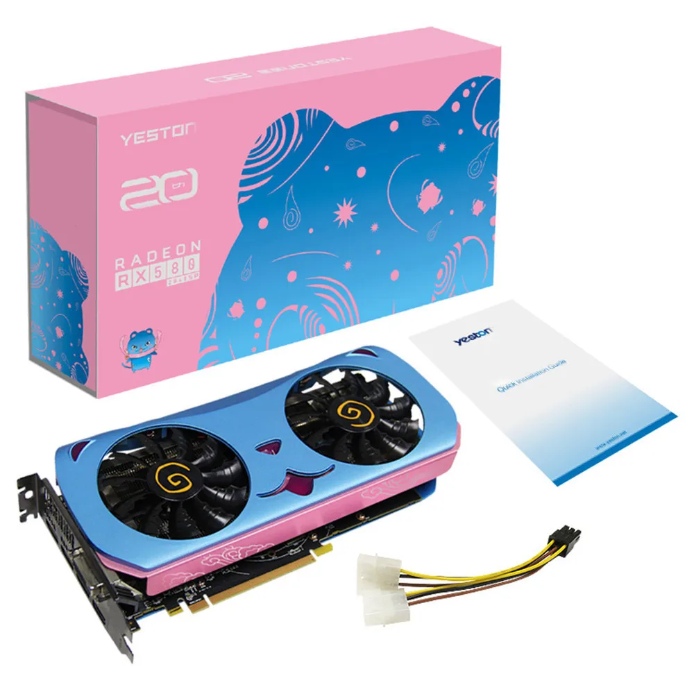 Yeston Radeon RX580 Graphics Card CUTE PET PCI Express X16 3.0 2048SP-8G GDDR5 Video Gaming Graphics Card External for desktop