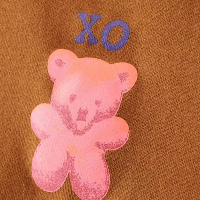 Women Tshirt Top shirt clothes vintage clothing Bear Print Crop Tee Slim Fit Summer short sleeve T-Shirt Tee cotton T Shirt