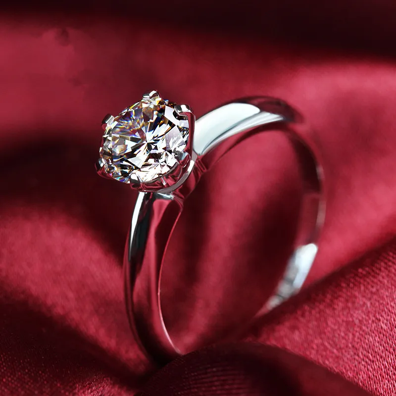 Тест Положительный Твердый 14K белый золотой ювелирный бренд Moissanite классическое кольцо с зубцами 1.5CT обручальное кольцо с бриллиантом для женщин с коробкой