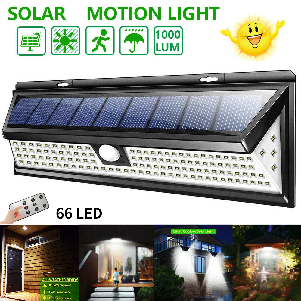 

LED 66SMD 2835 Security Garden Solar Power Light Wall Lights IP64 Waterproof For Outdoor Street Path Garden Yard W Controller