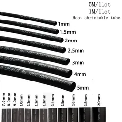 Black Heat Shrink Tubing - Assorted Sizes (1mm to 6mm) - 5 Meter Lot - 15MM (5M)
