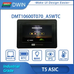 Dwin lcd tft 7 Polegada hmi tela sensível ao toque, ips 1024*600, inteligente uart lcm módulo 65k cores, classe industrial dmt10600t070_a5wtc