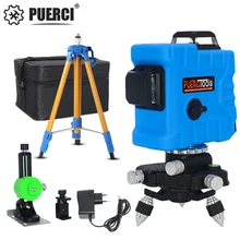 PUERCI P7CG 12 линий 3D уровень самонивелирующийся 360 горизонтальный и вертикальный крест супер мощный зеленый лазерный луч линии