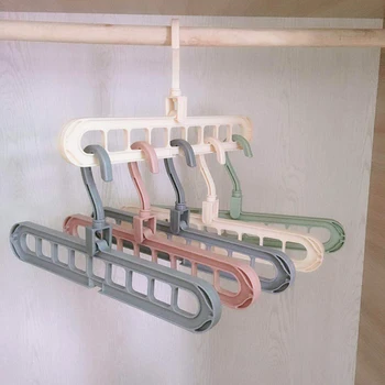 

3pcs Multifunctional Nine Hole Clothes Rotatable Hanger Space Saving Towel Closet Organizer Plastic Clothing Storage Rack
