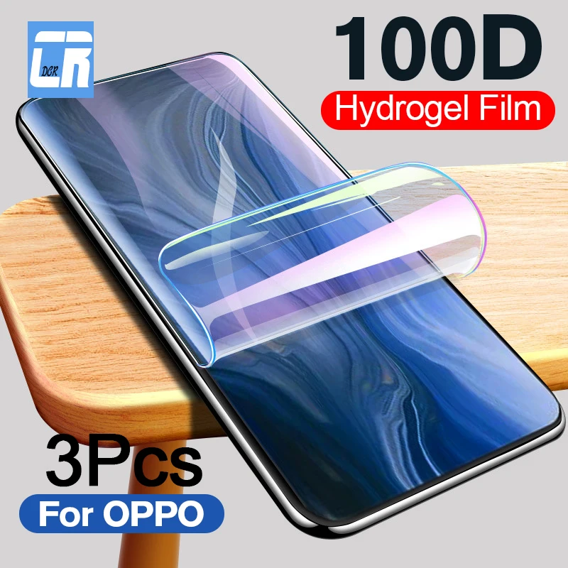 3Pcs 100D Screen Protector Hydrogel Film For OPPO Reno 2 A72 K3 K1 Full Cover Protective Film For OPPO Realme 3 5 Pro Not Glass afbeelding