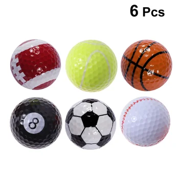 

6pcs Sports Theme Golf Ball Training Sports Balls Simulation Rubber Golf Practice Ball Golf Supplies for Outdoor (Tennis, Basket