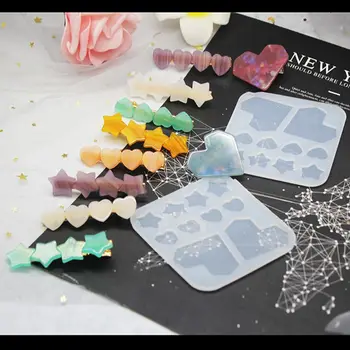 

DIY Heart Star Barrettes Silicone Epoxy Resin Molds Hair Pin Mold Jewelry Tools X7YC