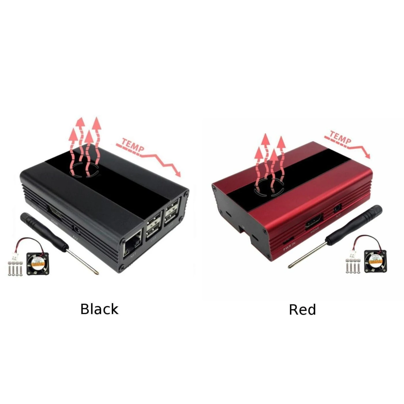 Чехол с охлаждающим вентилятором+ отвертка для Raspberry Pi 3B+/3/2B