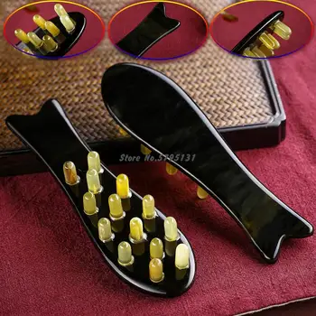 

Natural Horn Comb Ox Horn Meridian Massage Brush 14 Teeth Head Scraping Massager Anti-static Health Horn Head Massager Gifts