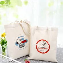 Сумка для покупок Милая мультяшная собака на заказ Печать текстовый логотип DIY ежедневное использование экологическая многоразовая утилизация Холщовая Сумка