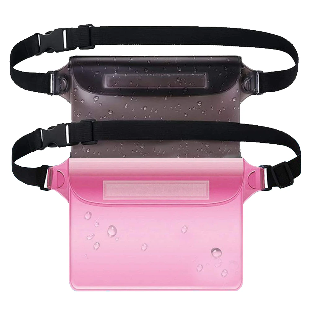 

2 Pcs Water Sports PVC Waist Bag Swimming Mobile Phone Large Capacity Boating Waterproof Adjustable Straps Sealer Translucent