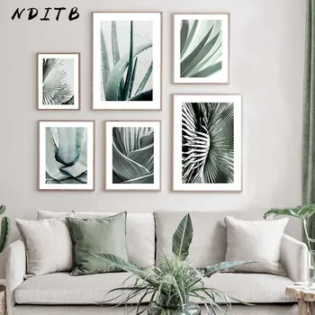 

Succulent Plants Canvas Painting Green Leaf Nature Poster Nordic Print Botanical Wall Art Picture Modern Living Room Decoration