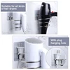 Hair Dryer Holder Blower Organizer Adhesive Wall Mounted Nail Free No Drilling Stainless Steel Spiral Stand Storage For Bathroom 5