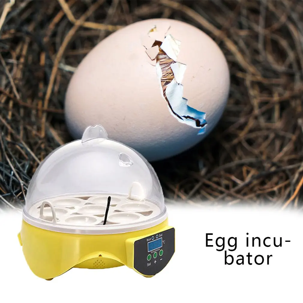 Цифровой инкубатор для яиц 7 яиц, полуавтоматический инкубатор с тестером яиц, автоматический инкубатор яиц для фермы
