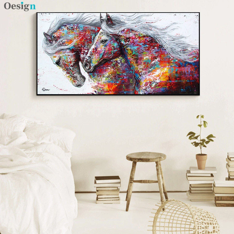 

Colorful Horses Decorative Picture Canvas Poster Nordic Animal Wall Art Print Abstract Painting Modern Living Room Decoration