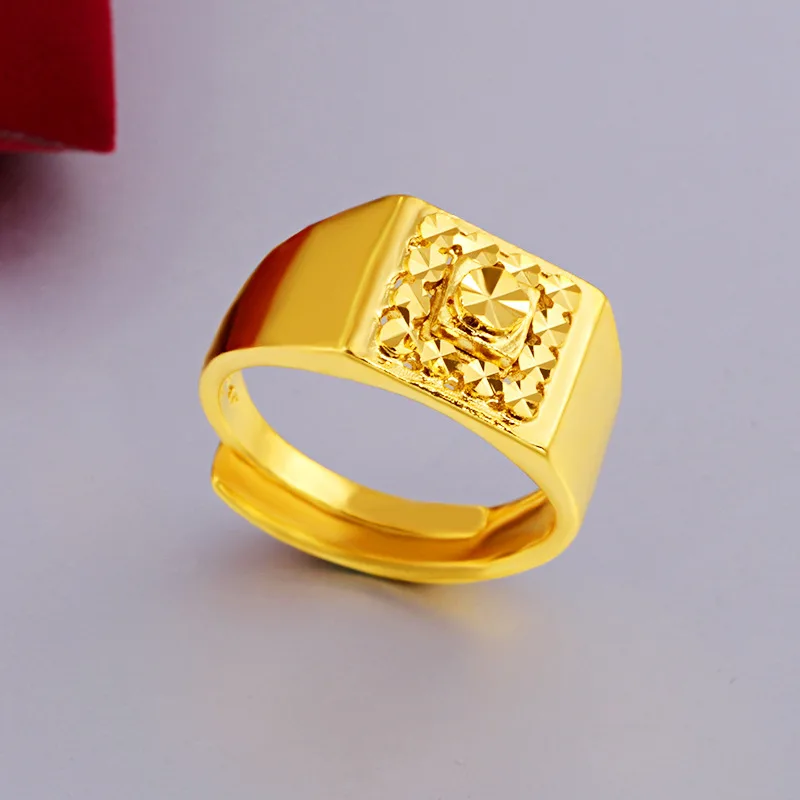 

Not Fade Forever In Water Real 18K Gold Ring for Men Anillos Bizuteria Anillos De Wedding 18K Gold Jewelry Men Rings Box Male