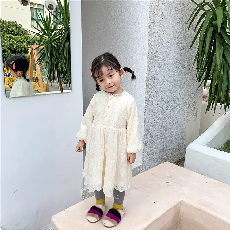Осенне-зимнее модное высококачественное кружевное платье принцессы для девочек от 1 года до 6 лет, милые флисовые утепленные универсальные праздничные платья для девочек, 2 цвета