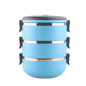 

Hot Sale Stainless steel insulated lunch box fresh-keeping multi-layer lunch box, sanded multi-layer round student stool May05