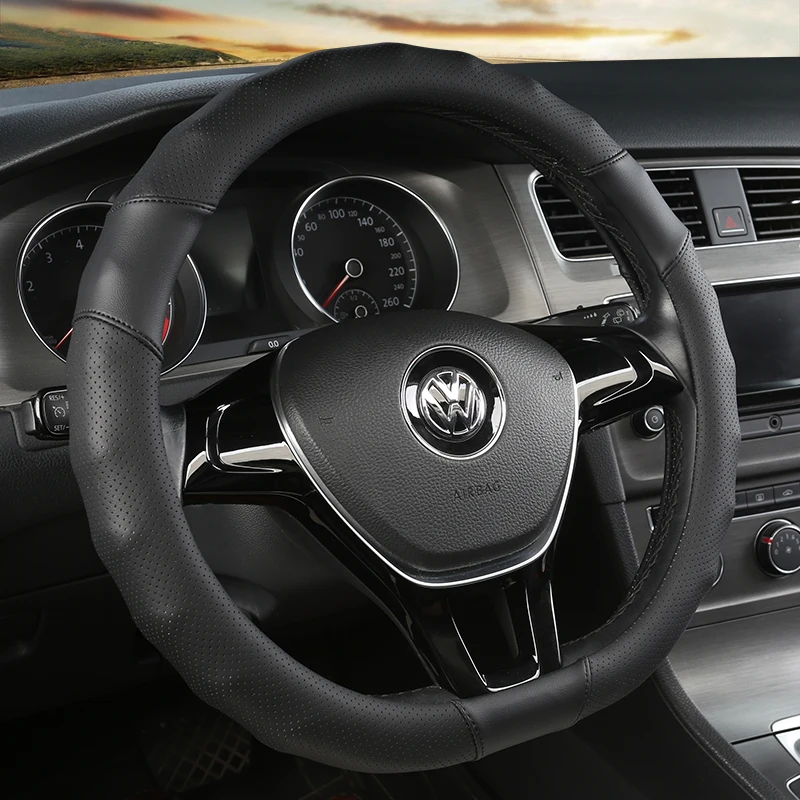

D Shape 38cm Car Steering Wheel Cover Non-slip PU Leather for POLO GOLF 7 Scirocco Suzuki Swift Nissan Rogue High Quality