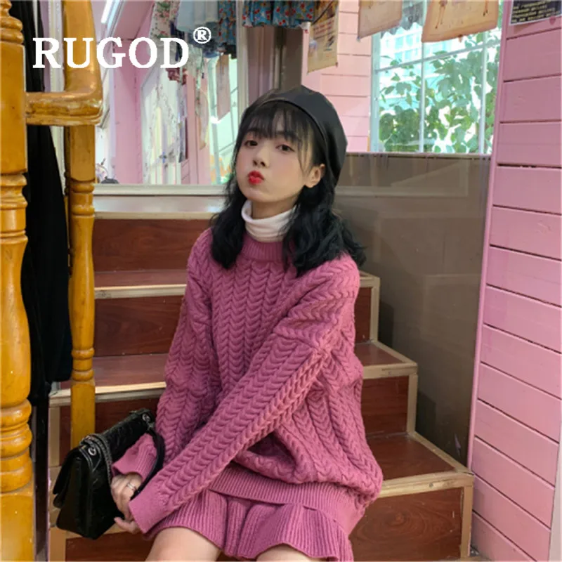 RUGOD/осень-зима новый стиль шикарные бусы винтажный однотонный пуловер с оборками