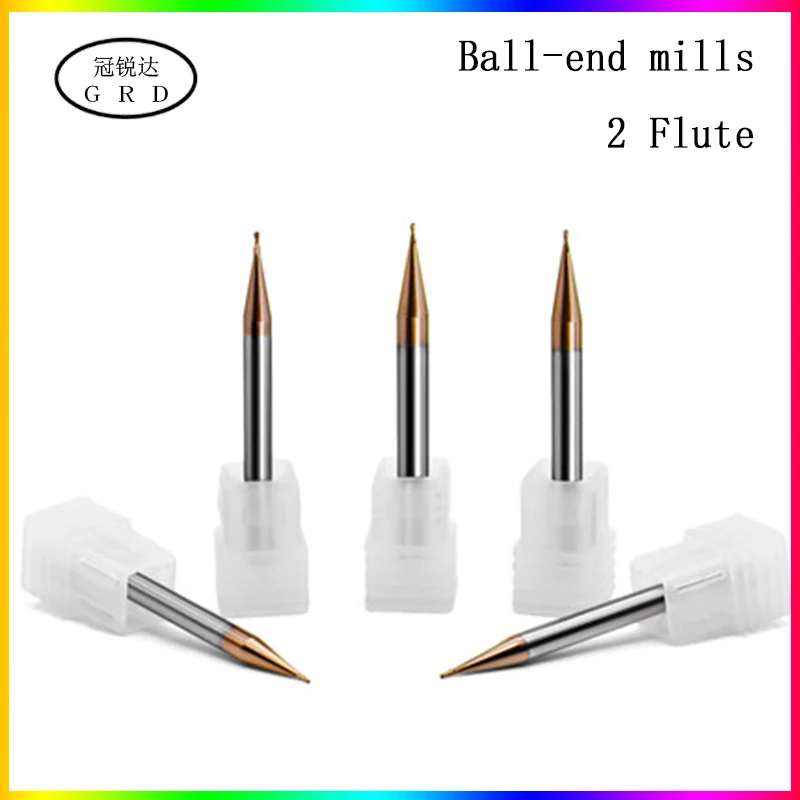 

HRC55 2-Flute tungsten steel ball nose end milsl Small slot diameter 0.2mm 0.3mm 0.4mm 0.5mm 0.6mm 0.7mm 0.8mm 0.9mm cnc milling machine