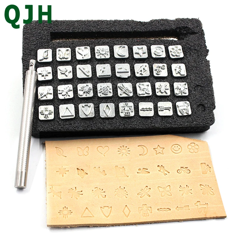 

32 Metal Stamp Punch Set Tool Leather Carving Stamp Tool DIY Leather Craft Printing Punch Stamp Seal Tool