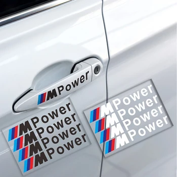 

4PCS M Power Car badge decal Car Door Handle Sticker For bmw M Sticker X1 X3 X4 X5 X6 X7 e46 e90 f20 e60 e39 f10 Car accessories