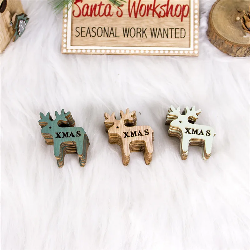 24 шт Новогодние Ангел Деревянные Подвески Noel Рождественская елка Рождественские украшения своими руками для дома подарок для детей Висячие висячие украшения - Цвет: A elk