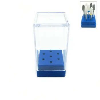 

7 Holes Dental Burs Holder Storage Box Nail Drill Bit Holder Display Standing with Cover Storage Box Dentistry Instrument
